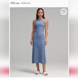 lululemon All Aligned Ribbed Midi Dress oasis blue sz 4 NWT